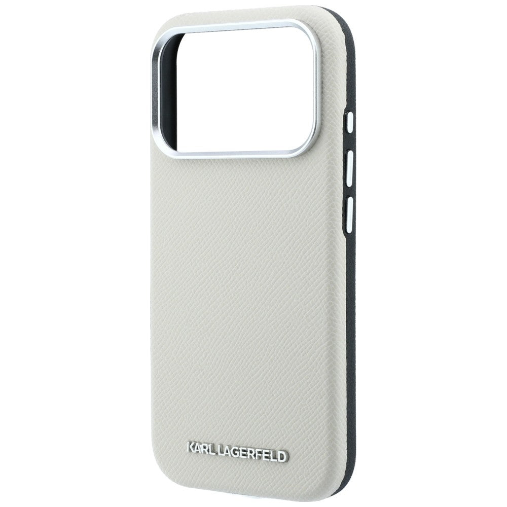MagSafe-Hülle für Apple iPhone 18 Pro Max / 17 Pro Max, Karl Lagerfeld, geprägtes längliches Logo, Beige