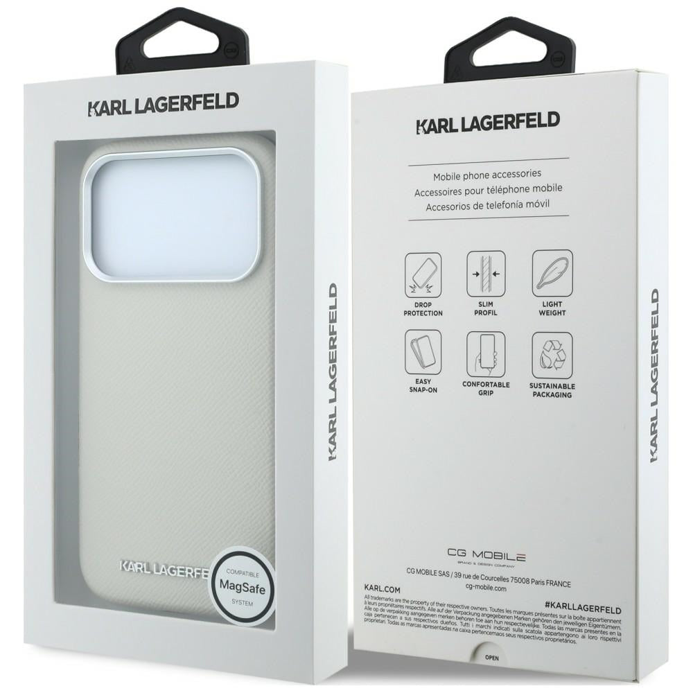 MagSafe-Hülle für Apple iPhone 18 Pro Max / 17 Pro Max, Karl Lagerfeld, geprägtes längliches Logo, Beige