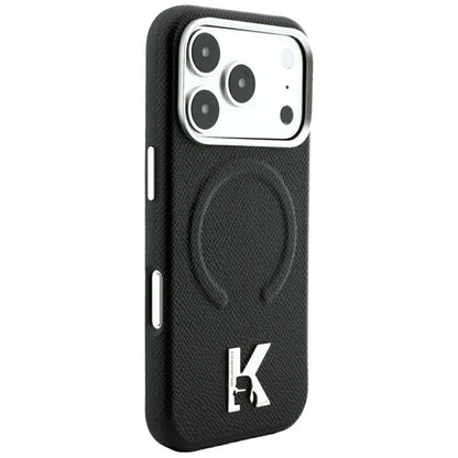 MagSafe Case for Apple iPhone 18 Pro Max / 17 Pro Max, Karl Lagerfeld, Grained Embossed Ring, Black
