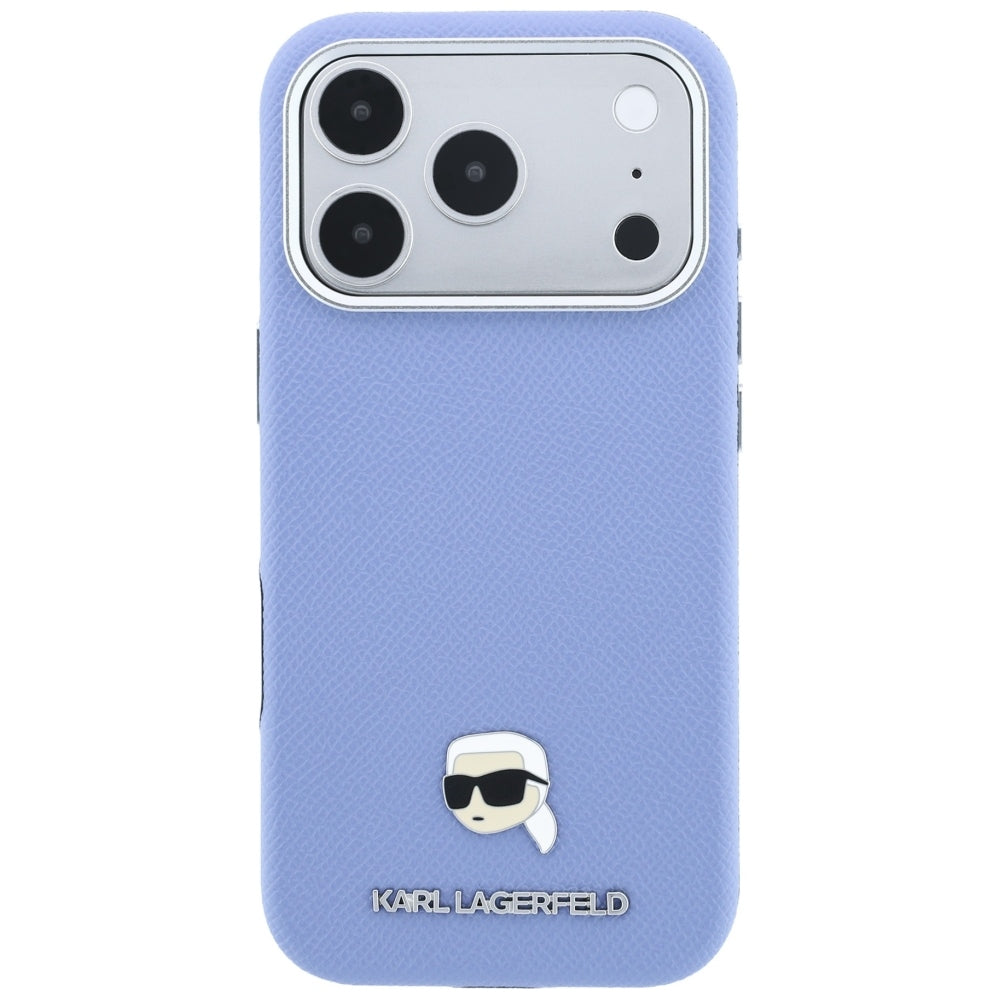MagSafe-Hülle für Apple iPhone 18 Pro Max / 17 Pro Max, Karl Lagerfeld, genarbtes Karl Head's Metal, Blau