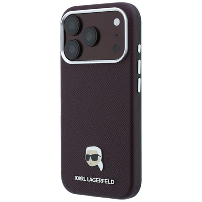 MagSafe-Hülle für Apple iPhone 18 Pro Max / 17 Pro Max, Karl Lagerfeld, genarbtes Karl Head's Metal, Weinrot