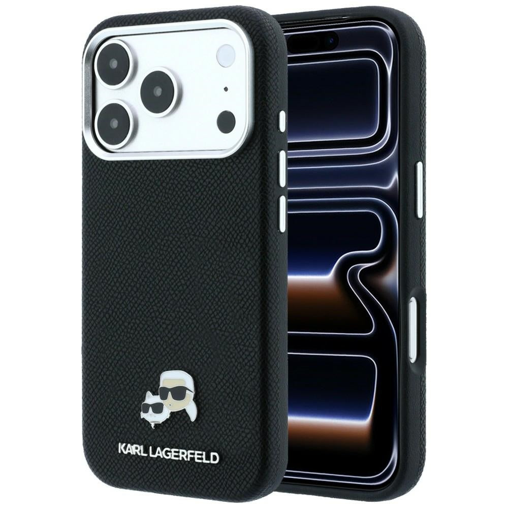 MagSafe-Hülle für Apple iPhone 18 Pro Max / 17 Pro Max, Karl Lagerfeld, Grained KC Heads, Schwarz