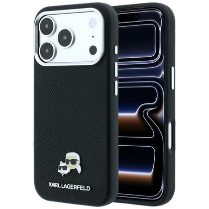 MagSafe-Hülle für Apple iPhone 18 Pro Max / 17 Pro Max, Karl Lagerfeld, Grained KC Heads, Schwarz