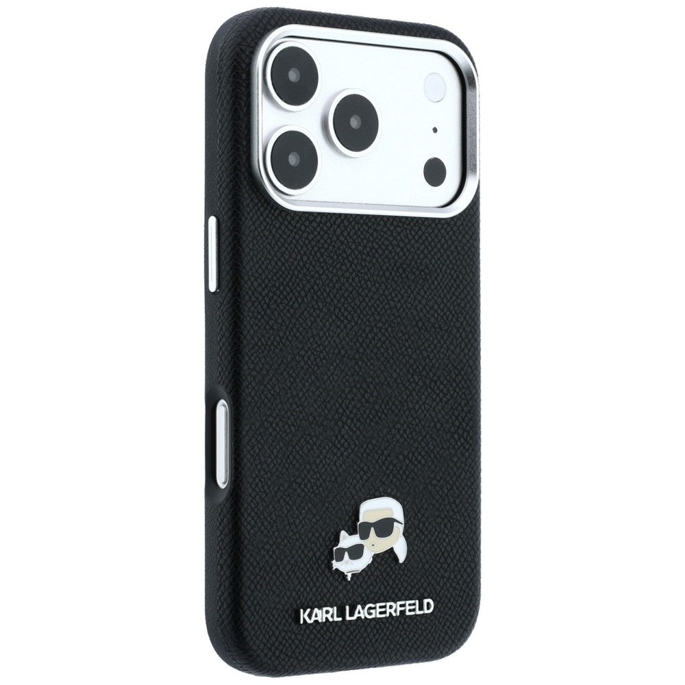 MagSafe-Hülle für Apple iPhone 18 Pro Max / 17 Pro Max, Karl Lagerfeld, Grained KC Heads, Schwarz