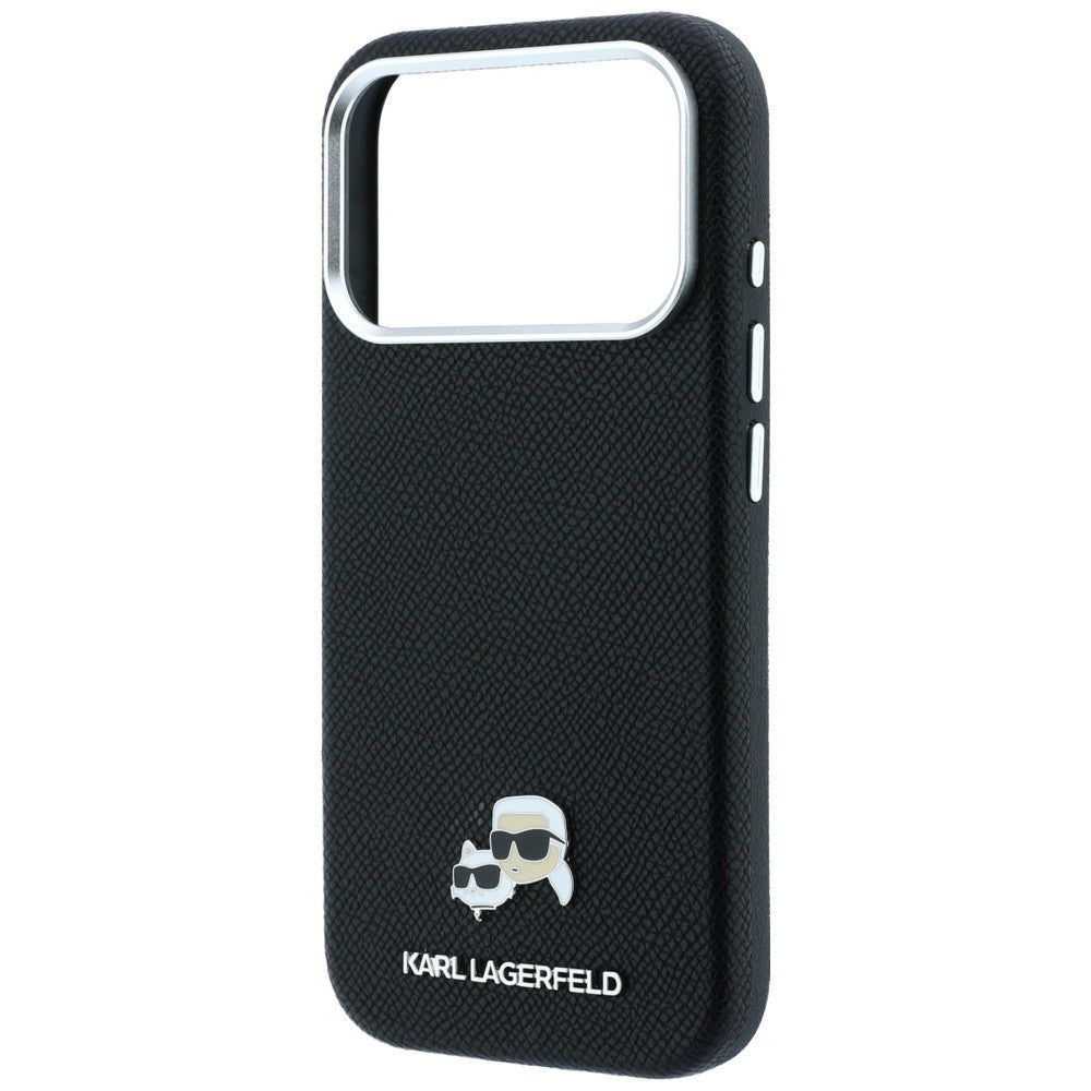 MagSafe-Hülle für Apple iPhone 18 Pro Max / 17 Pro Max, Karl Lagerfeld, Grained KC Heads, Schwarz
