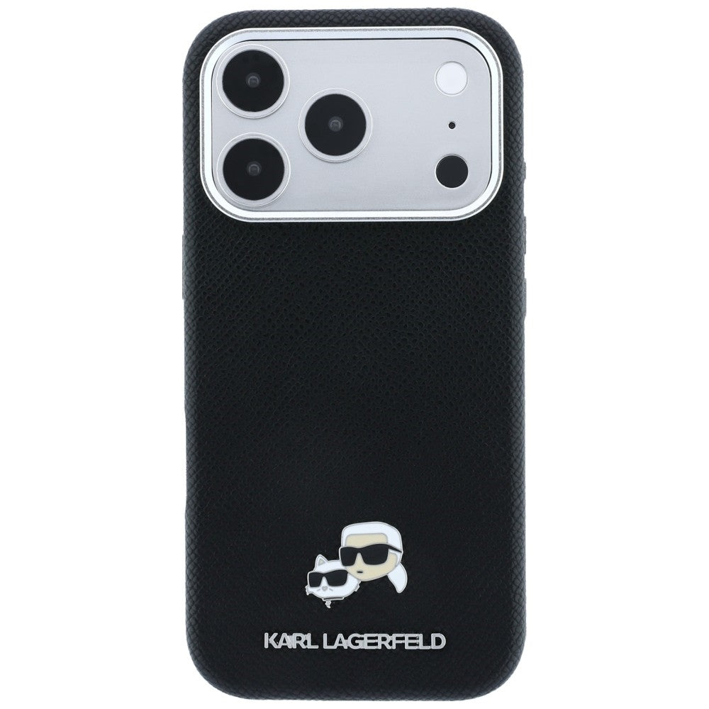 MagSafe-Hülle für Apple iPhone 18 Pro Max / 17 Pro Max, Karl Lagerfeld, Grained KC Heads, Schwarz