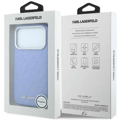 MagSafe-Hülle für Apple iPhone 18 Pro Max / 17 Pro Max, Karl Lagerfeld, geprägtes Metall-Logo, Blau