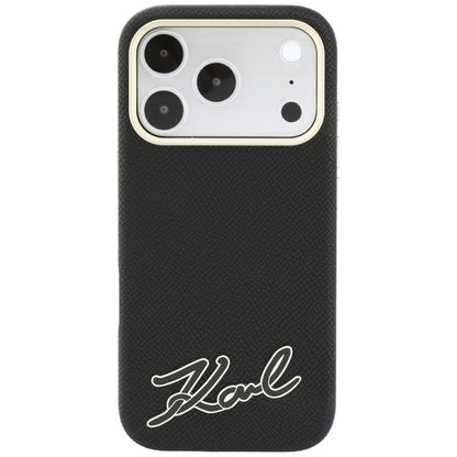 MagSafe-Hülle für Apple iPhone 18 Pro Max / 17 Pro Max, Karl Lagerfeld, Grained Resin Sign Logo, Schwarz