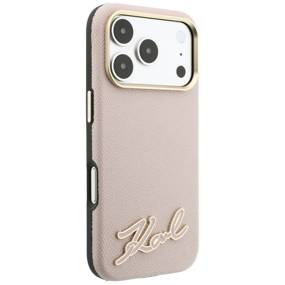 MagSafe-Hülle für Apple iPhone 18 Pro Max / 17 Pro Max, Karl Lagerfeld, Grained Resin Sign Logo, Rosa
