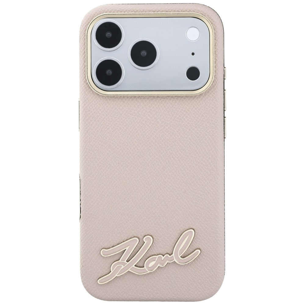 MagSafe-Hülle für Apple iPhone 18 Pro Max / 17 Pro Max, Karl Lagerfeld, Grained Resin Sign Logo, Rosa