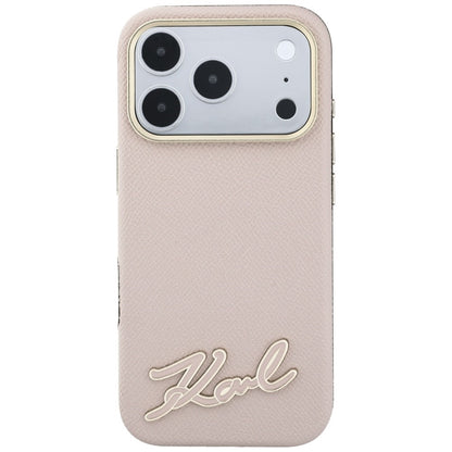 MagSafe-Hülle für Apple iPhone 18 Pro Max / 17 Pro Max, Karl Lagerfeld, Grained Resin Sign Logo, Rosa