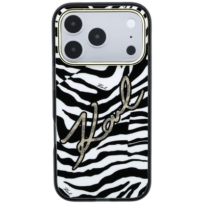 MagSafe-Hülle für Apple iPhone 18 Pro Max / 17 Pro Max, Karl Lagerfeld, HC IML Signature Zebra Glitter Gold, Schwarz