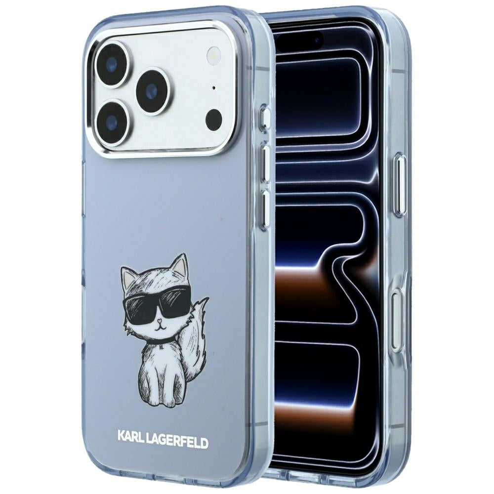 MagSafe-Hülle für Apple iPhone 18 Pro Max / 17 Pro Max, Karl Lagerfeld, IML Choupette Body Sketch Print, Blau