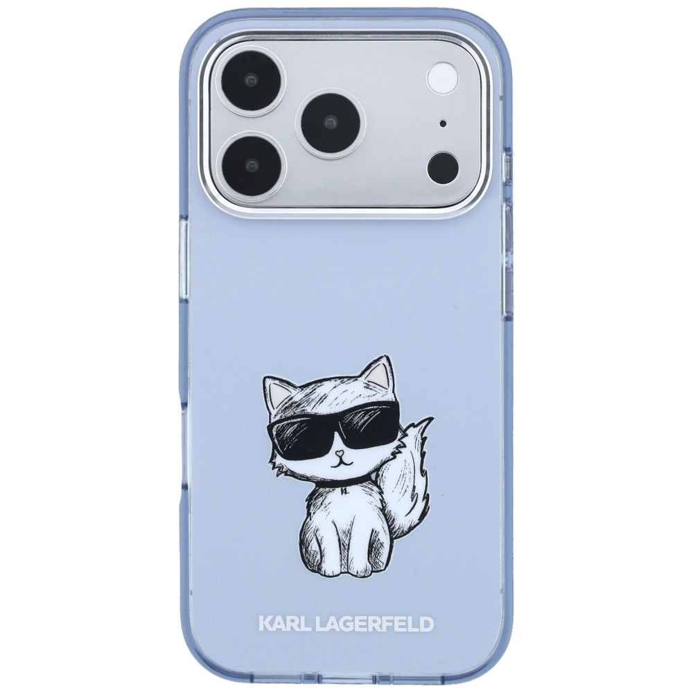 MagSafe-Hülle für Apple iPhone 18 Pro Max / 17 Pro Max, Karl Lagerfeld, IML Choupette Body Sketch Print, Blau