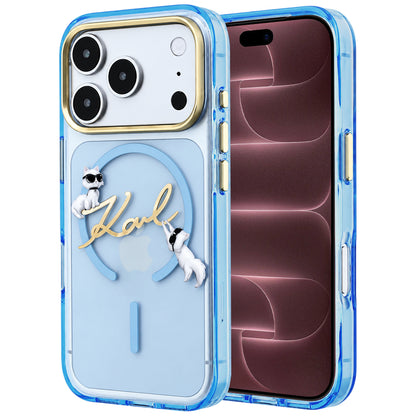 MagSafe Case for Apple iPhone 18 Pro Max / 17 Pro Max, Karl Lagerfeld, IML Choupette Karl Script Logo, Blue