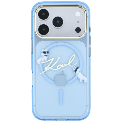 MagSafe Case for Apple iPhone 18 Pro Max / 17 Pro Max, Karl Lagerfeld, IML Choupette Karl Script Logo, Blue
