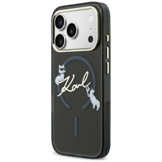 MagSafe-Hülle für Apple iPhone 18 Pro Max / 17 Pro Max, Karl Lagerfeld, IML Choupette Karl Script Logo, Schwarz