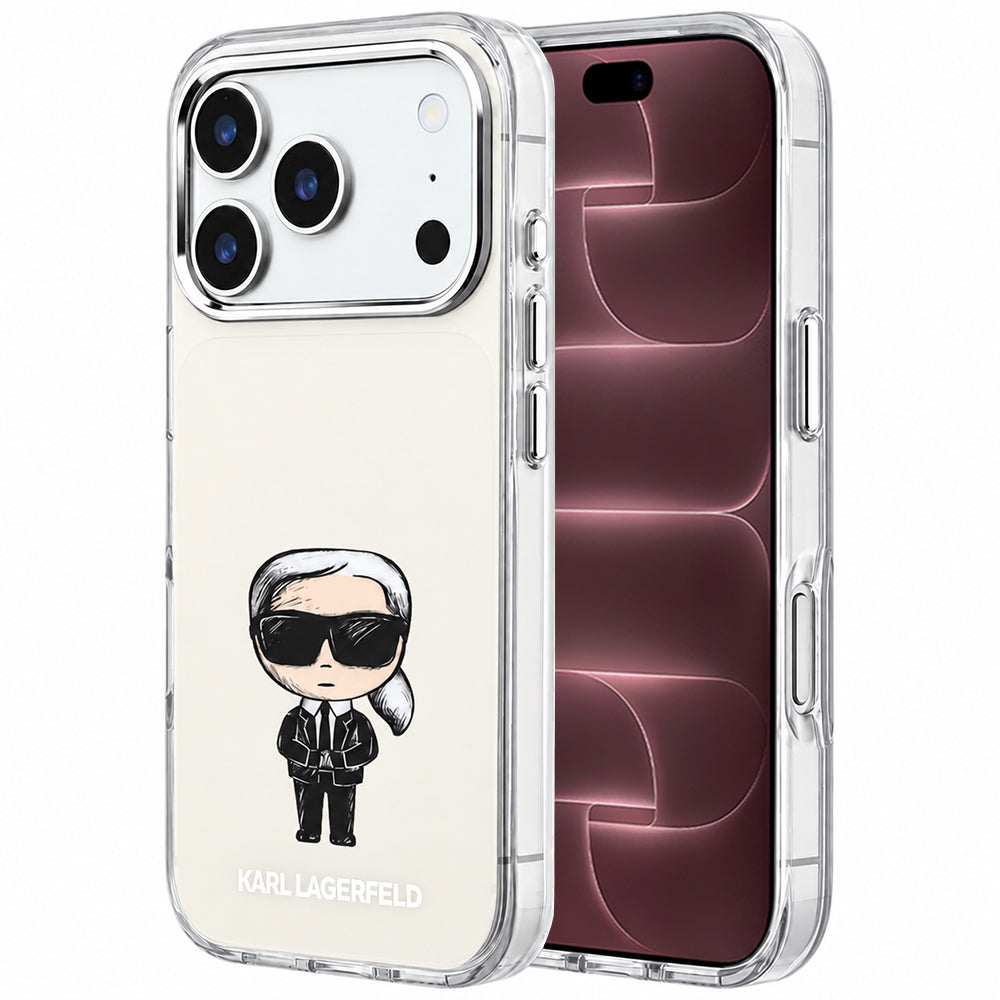 MagSafe-Hülle für Apple iPhone 18 Pro Max / 17 Pro Max, Karl Lagerfeld, IML Ikonik Sketch Print, Beige