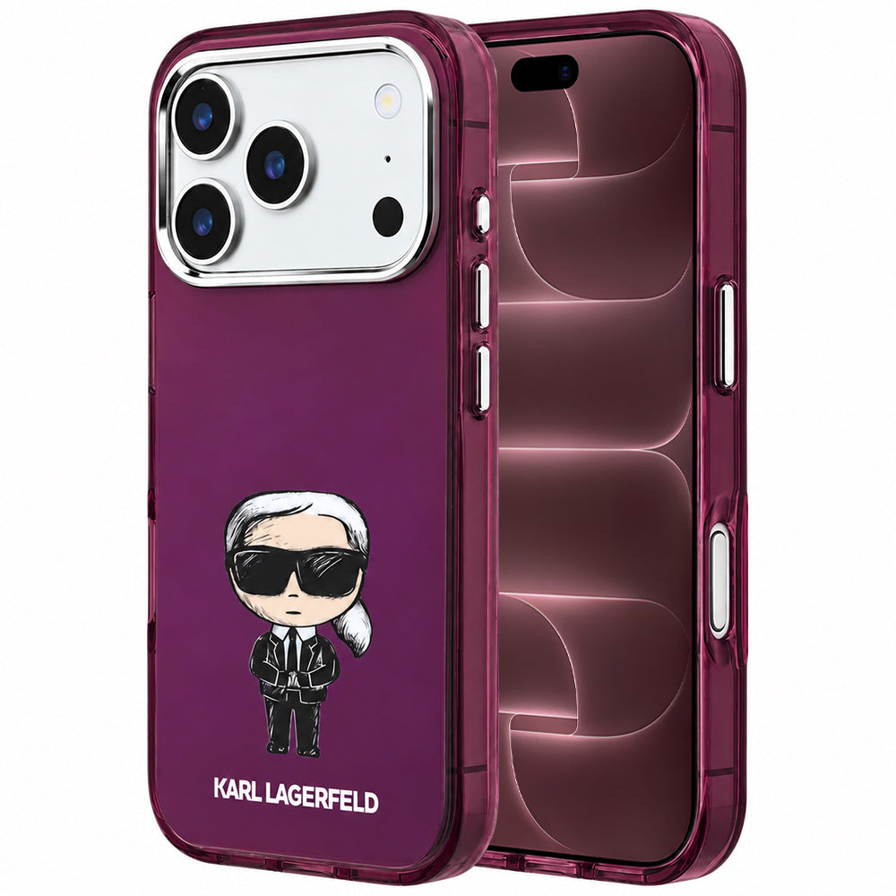 MagSafe-Hülle für Apple iPhone 18 Pro Max / 17 Pro Max, Karl Lagerfeld, IML Ikonik Sketch Print, Weinrot