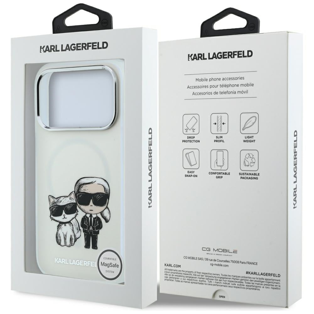 MagSafe-Hülle für Apple iPhone 18 Pro Max / 17 Pro Max, Karl Lagerfeld, IML KC Bodies Sketch Print, Beige