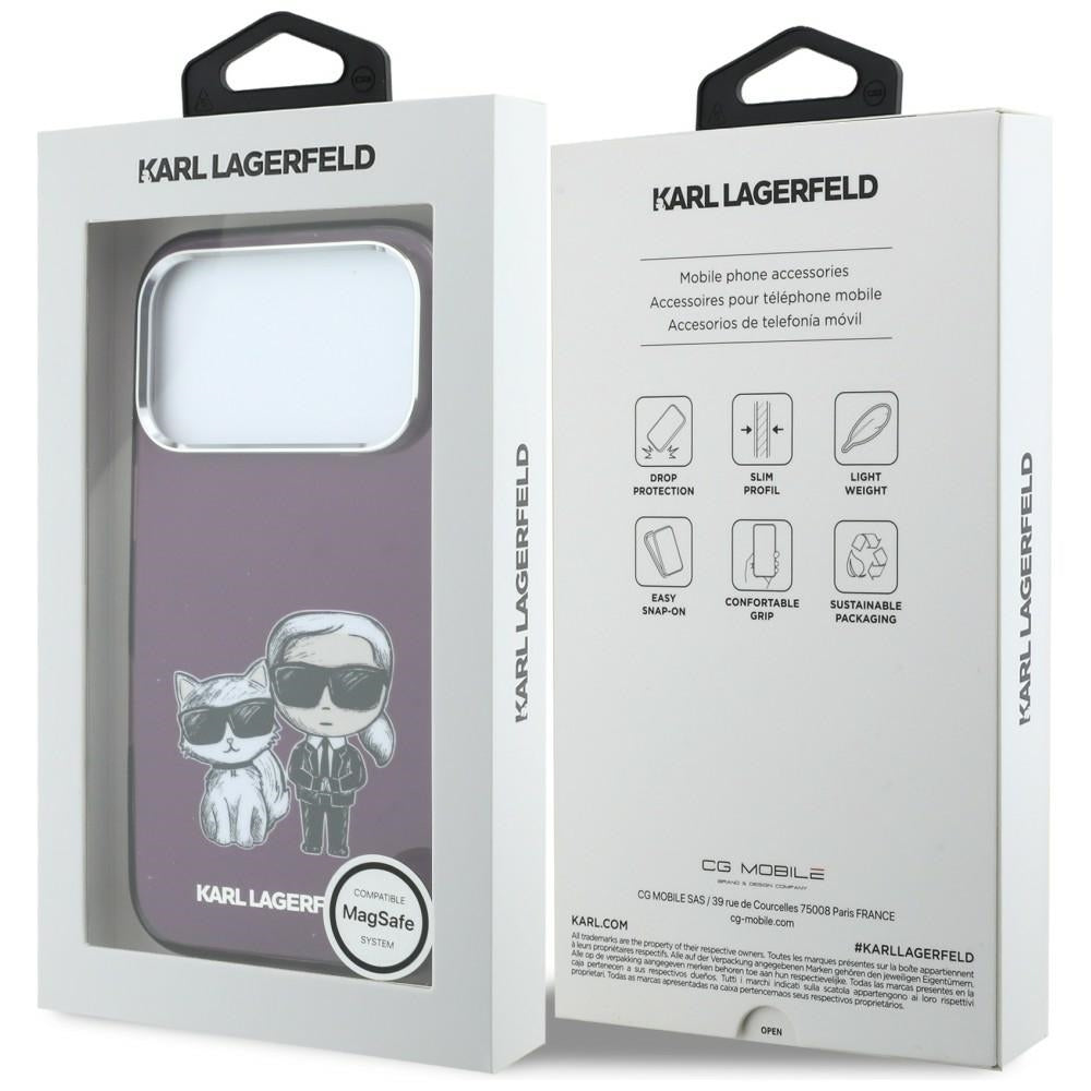 MagSafe-Hülle für Apple iPhone 18 Pro Max / 17 Pro Max, Karl Lagerfeld, IML KC Bodies Sketch Print, Weinrot