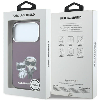 MagSafe-Hülle für Apple iPhone 18 Pro Max / 17 Pro Max, Karl Lagerfeld, IML KC Bodies Sketch Print, Weinrot