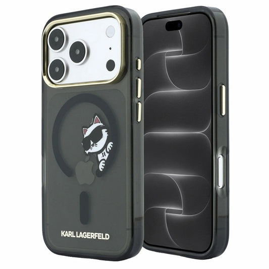MagSafe-Hülle für Apple iPhone 18 Pro Max / 17 Pro Max, Karl Lagerfeld, IML Peekaboo Print und Metallrahmen, Schwarz