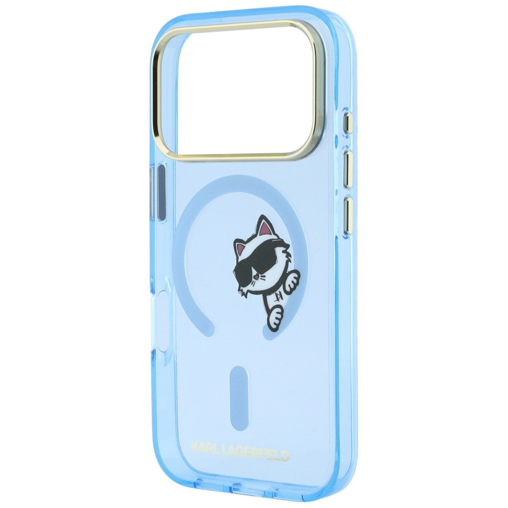 MagSafe Case for Apple iPhone 18 Pro Max / 17 Pro Max, Karl Lagerfeld, IML Peekaboo Print and Metal Frame, Blue