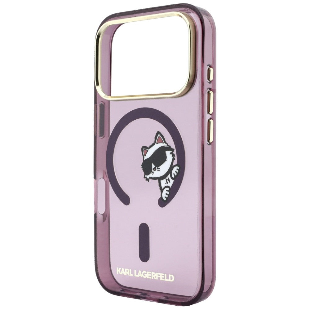 MagSafe-Hülle für Apple iPhone 18 Pro Max / 17 Pro Max, Karl Lagerfeld, IML Peekaboo Print und Metallrahmen, Weinrot