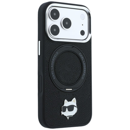 MagSafe Case for Apple iPhone 18 Pro Max / 17 Pro Max, Karl Lagerfeld, Ring Stand 360 Choupette Pin, Black