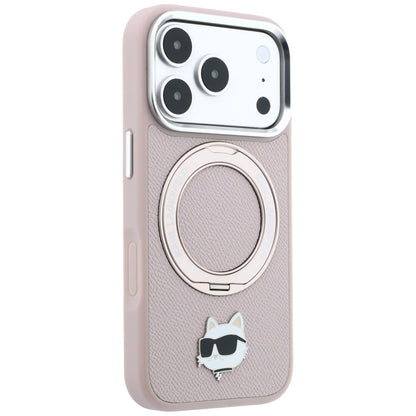 MagSafe-Hülle für Apple iPhone 18 Pro Max / 17 Pro Max, Karl Lagerfeld, Ring Stand 360 Choupette Pin, Rosa