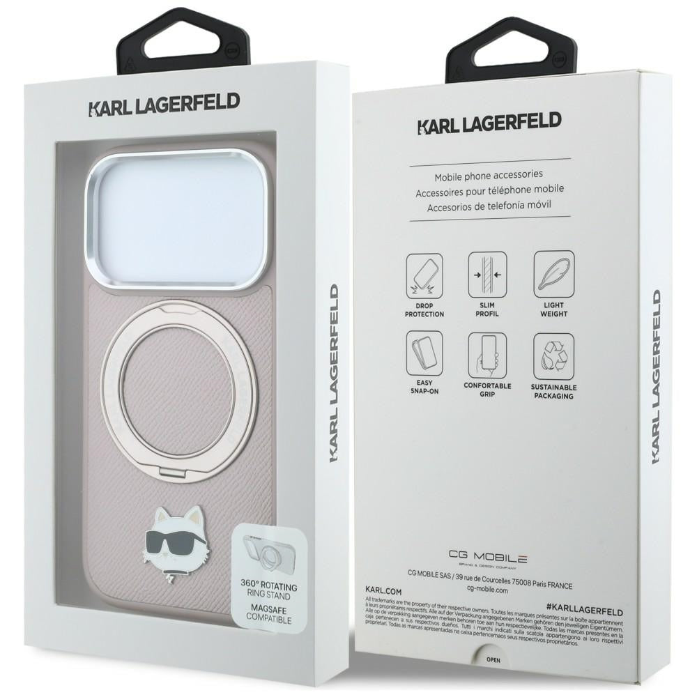 MagSafe-Hülle für Apple iPhone 18 Pro Max / 17 Pro Max, Karl Lagerfeld, Ring Stand 360 Choupette Pin, Rosa