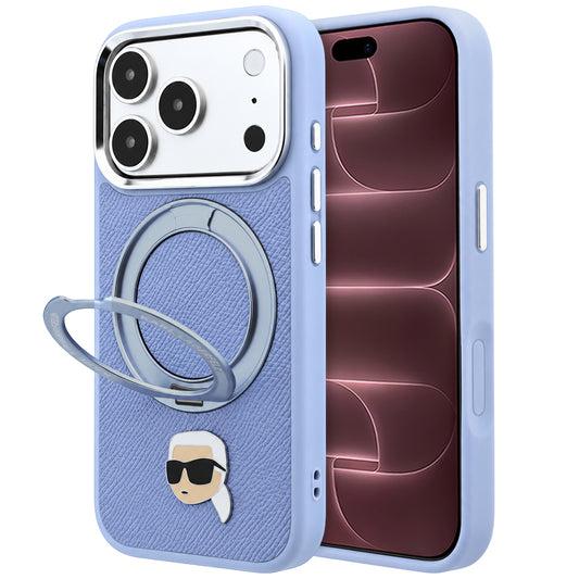 MagSafe-Hülle für Apple iPhone 18 Pro Max / 17 Pro Max, Karl Lagerfeld, Ring Stand 360 Karl Pin, Blau