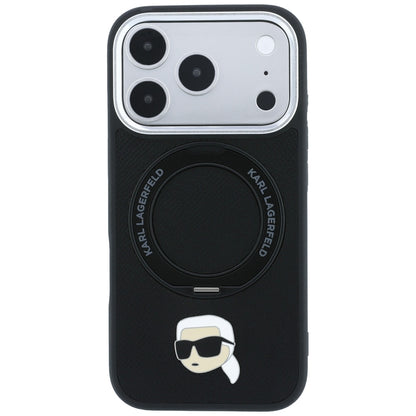 MagSafe-Hülle für Apple iPhone 18 Pro Max / 17 Pro Max, Karl Lagerfeld, Ring Stand 360 Karl Pin, Schwarz