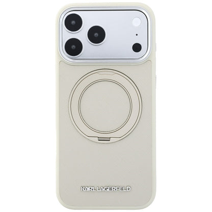 MagSafe Case for Apple iPhone 18 Pro Max / 17 Pro Max, Karl Lagerfeld, Ring Stand 360 Saffiano, Beige