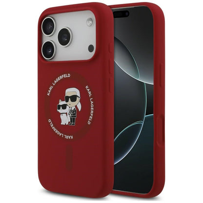 MagSafe Case for Apple iPhone 18 Pro Max / 17 Pro Max, Karl Lagerfeld, Silicone Ring Karl & Choupette, Pink