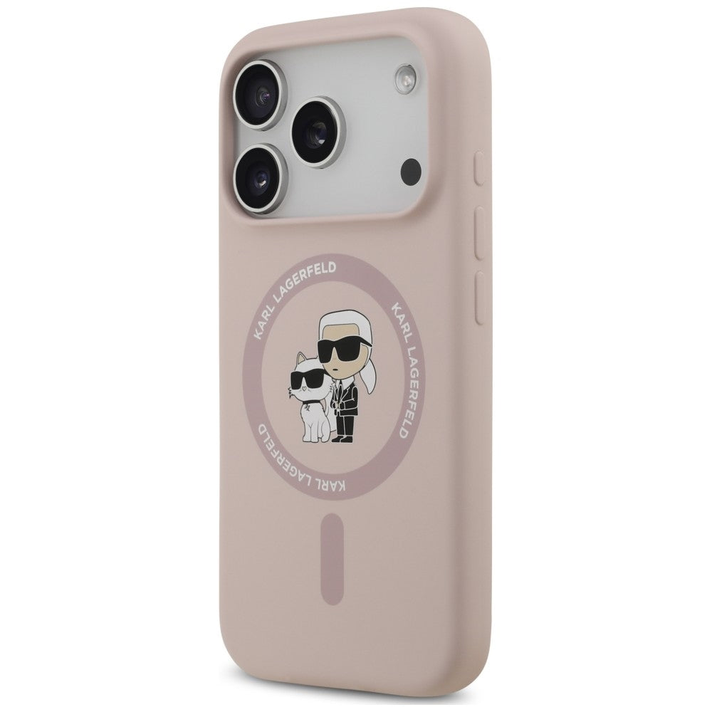 MagSafe-Hülle für Apple iPhone 18 Pro Max / 17 Pro Max, Karl Lagerfeld, Silikonring Karl & Choupette, Rosa