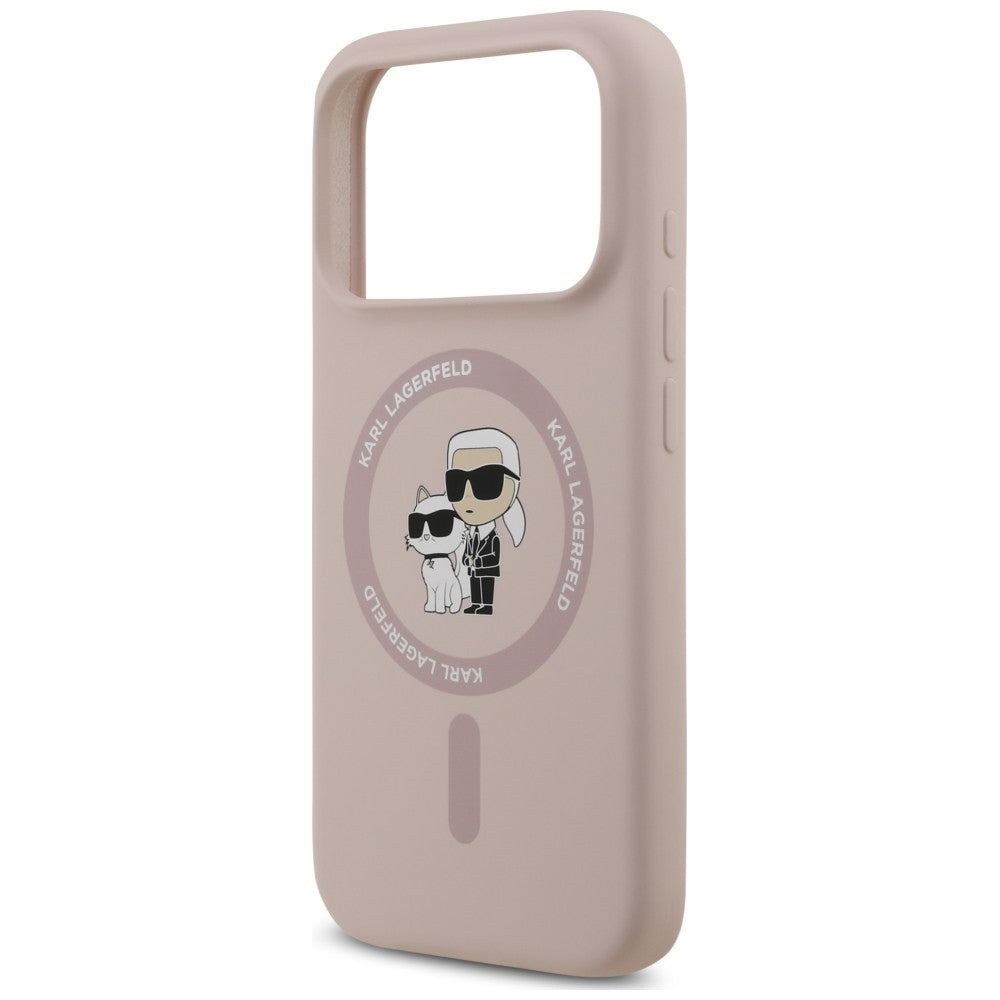 MagSafe-Hülle für Apple iPhone 18 Pro Max / 17 Pro Max, Karl Lagerfeld, Silikonring Karl & Choupette, Rosa
