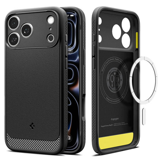 MagSafe-Hülle für Apple iPhone 18 Pro Max / 17 Pro Max, Spigen, Rugged Armor, Matt Schwarz ACS12109