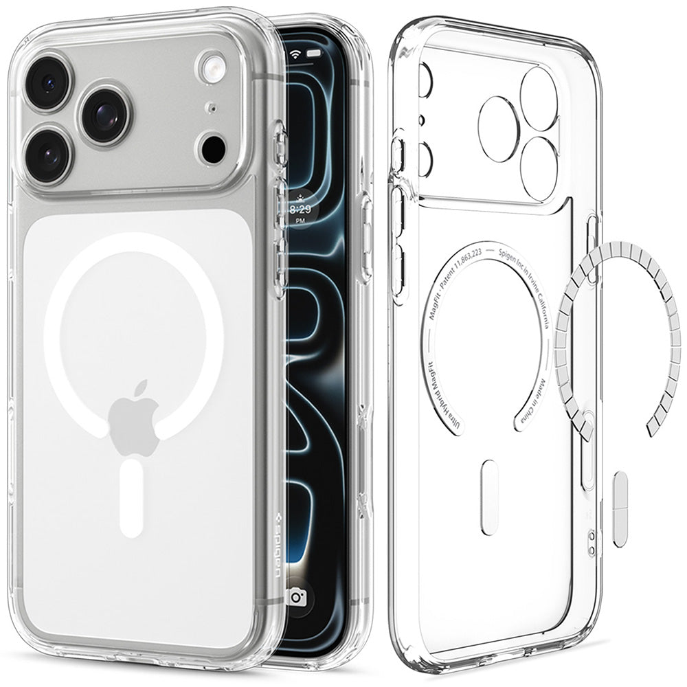 MagSafe-Hülle für Apple iPhone 18 Pro Max / 17 Pro Max, Spigen, Ultra Hybrid, Transparent Weiß ACS12118