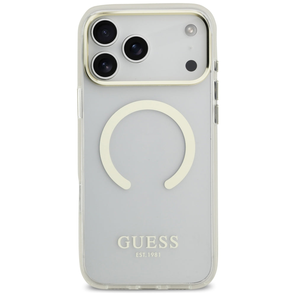 MagSafe-Hülle für Apple iPhone 18 Pro Max, Guess, Metal Outline, Gold