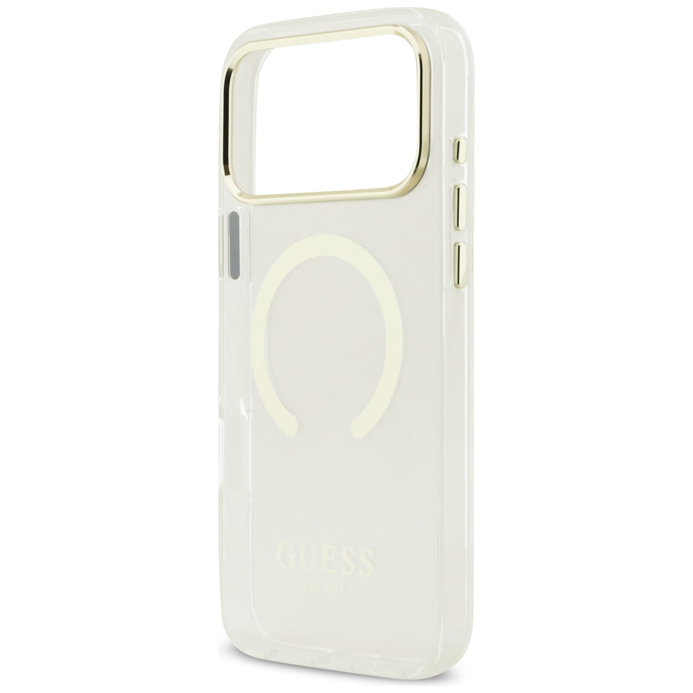 MagSafe-Hülle für Apple iPhone 18 Pro Max, Guess, Metal Outline, Gold