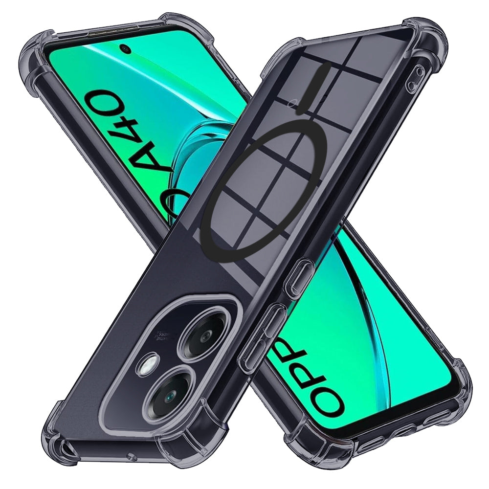 MagSafe-Hülle für Oppo A3 4G, Techsuit, stoßfest transparent, rauchfarben