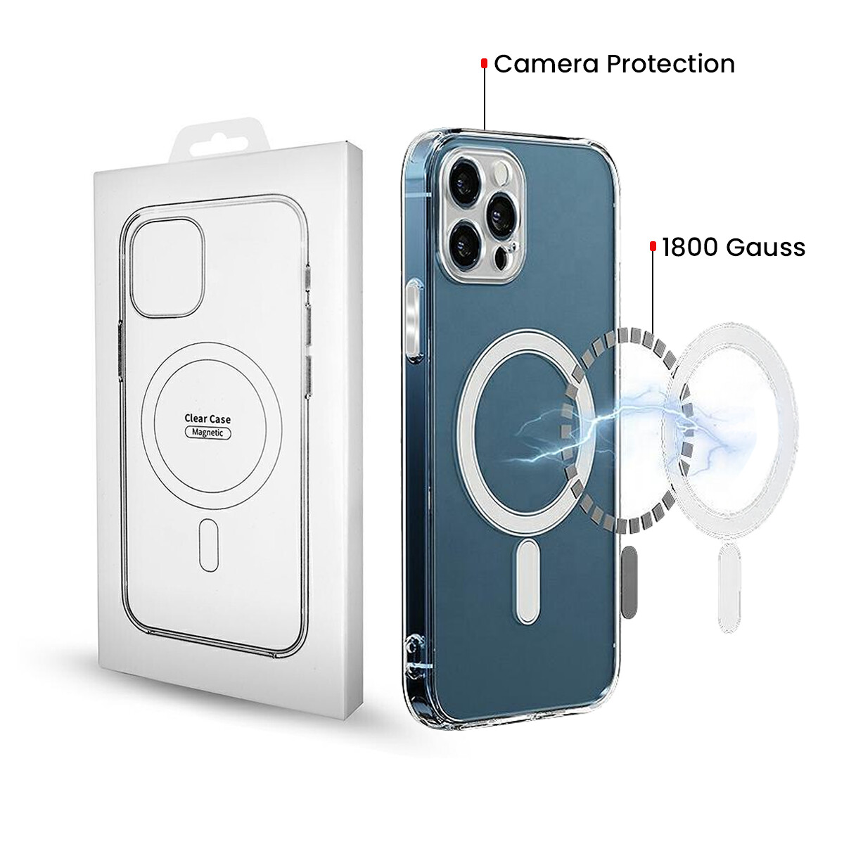 MagSafe-Hülle für Samsung Galaxy S24 S921, OEM, 1800 Gauss, Transparent