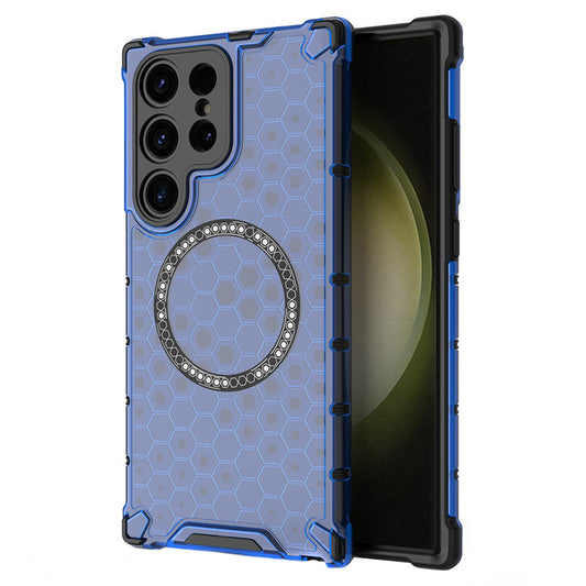 MagSafe-Hülle für Samsung Galaxy S24 Ultra S928, Techsuit, HoneyComb Shield, Blau