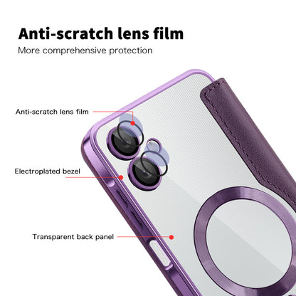 MagSafe Case for Samsung Galaxy A06 A065, Techsuit, SmartMag Book, Purple