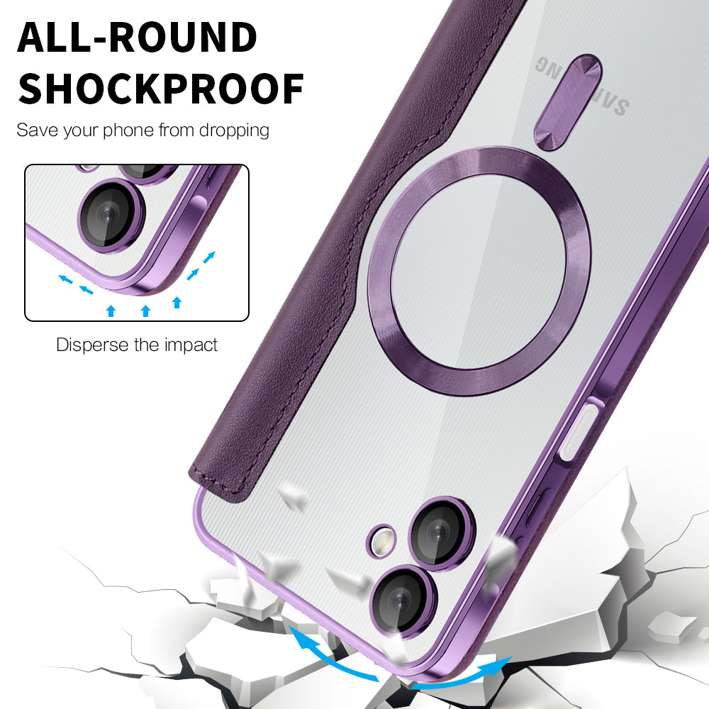 MagSafe Case for Samsung Galaxy A06 A065, Techsuit, SmartMag Book, Purple