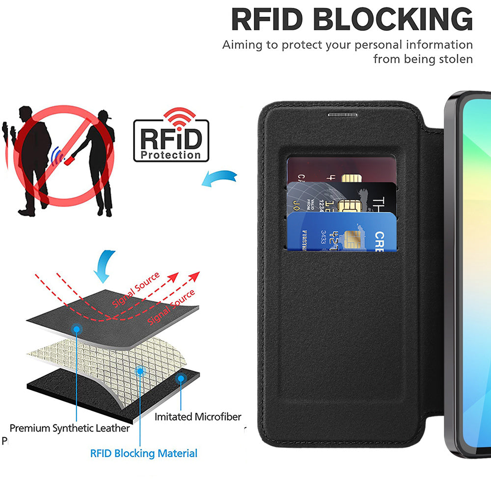 MagSafe Case for Samsung Galaxy A06 A065, Techsuit, SmartMag Book, Black