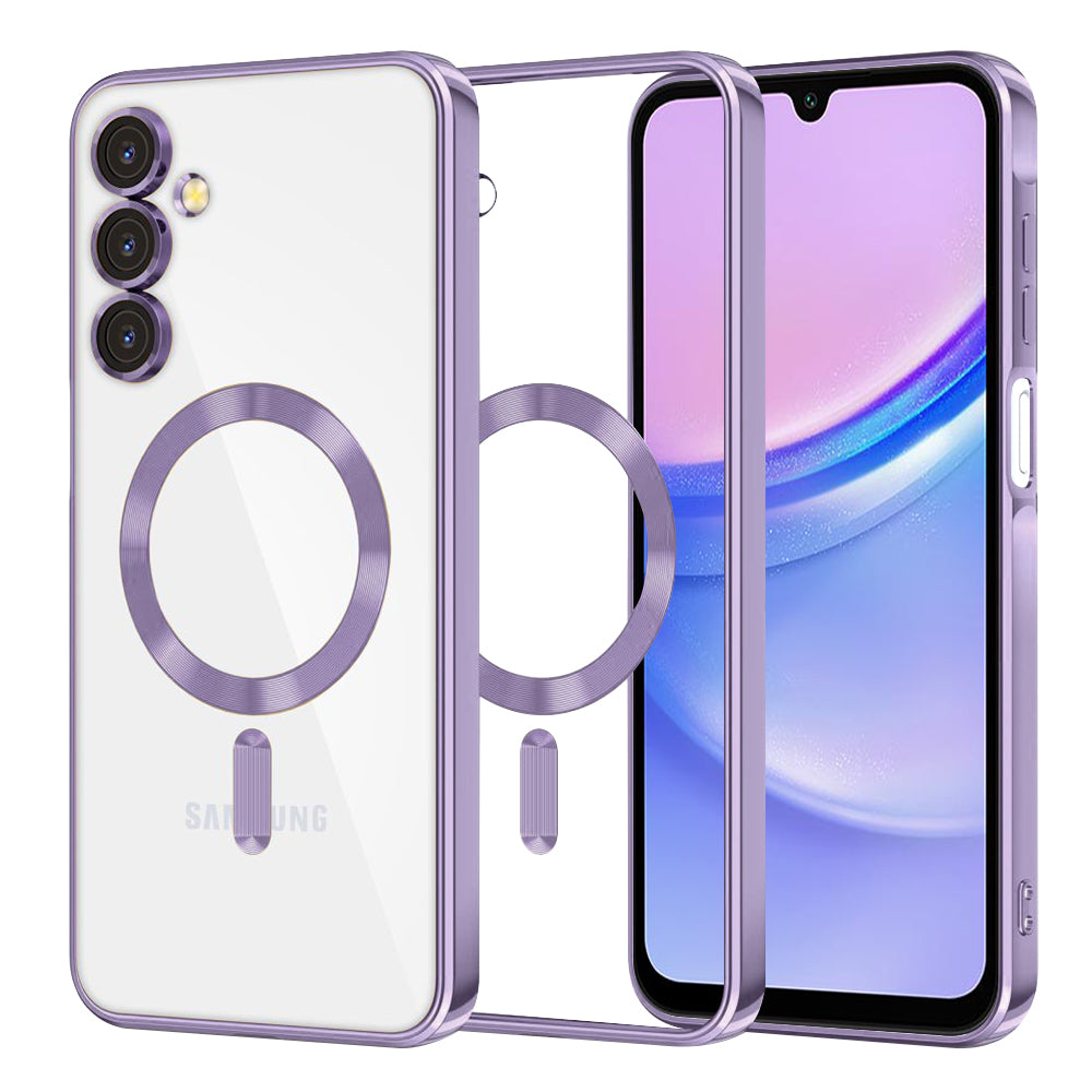 MagSafe-Hülle für Samsung Galaxy A15 5G A156 / A15 A155, Techsuit, Luxury Crystal, Hellviolett