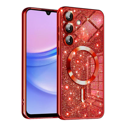 MagSafe-Hülle für Samsung Galaxy A15 5G A156 / A15 A155, Techsuit, Luxury Glitter, Rot